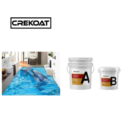 Lapisan lantai resin epoxy non-toksik Bau rendah 3D Lapisan lantai epoxy umur panjang