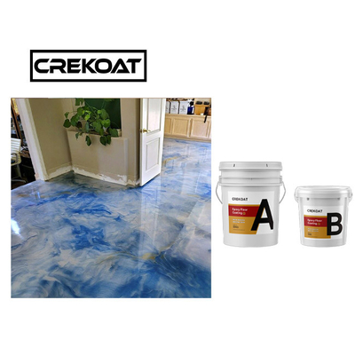 Pelapis Lantai Resin Epoksi Putih Metalik Komersial Clear Top Coat
