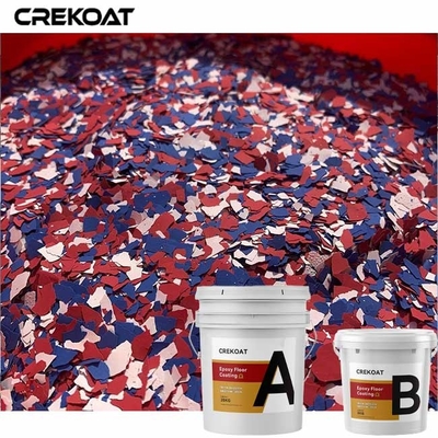 Vinyl Flakes Waterproof Epoxy Resin Floor Coating Dengan Gloss Matte Urethane Topcoat