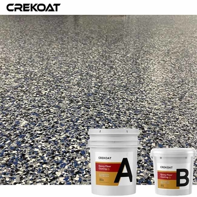 Vinyl Flakes Waterproof Epoxy Resin Floor Coating Dengan Gloss Matte Urethane Topcoat