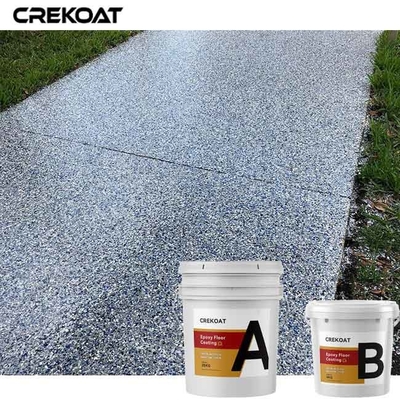 Pelapis Lantai Epoxy Resin Topcoat Transparan Disiarkan Dengan Serpihan Chip