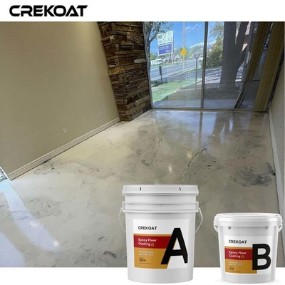 Residential Metallic Epoxy Floor Coating Efek Putih Menghasilkan Kilau Marmer