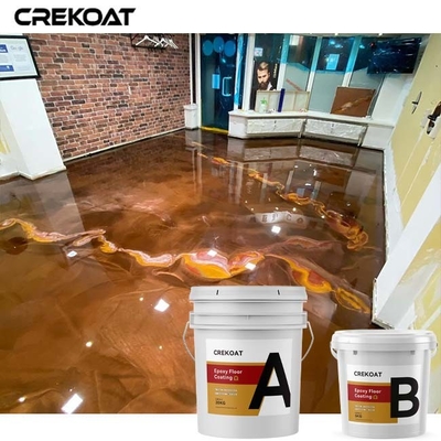 High Gloss Metallic Epoxy Floor Coating Pengaturan Komersial Tampilan Seperti Lava