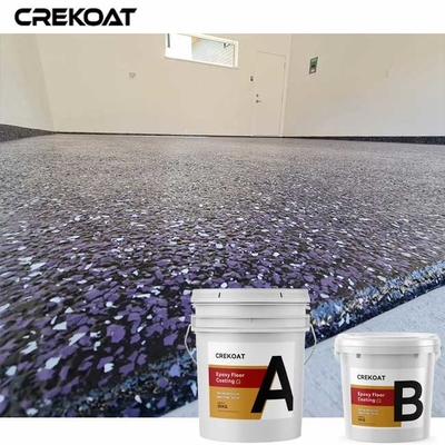 Area Komersial Paint Chip Epoxy Floor Coating Dengan Blending Decorative Flakes